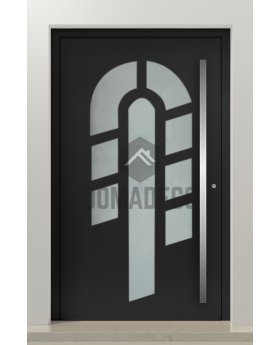 PIVOT 15E - aluminum pivot door with with decorative glass