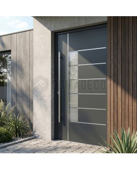 Anthracite luxury modern aluminium front door with glass