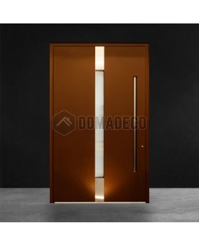 Red secure modern aluminum front door with multi-point locks