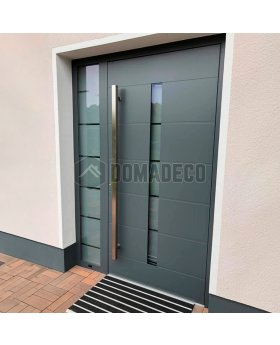Anthracite high performance modern aluminum entry door with glass