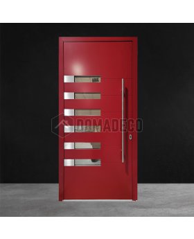 red architectural modern aluminum front door