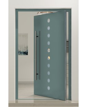 PIVOT Arlekin - aluminium large pivot door with ten small glass