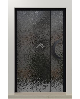 PIVOT B4 - aluminum pivot door covered with gray stainless steel sheet