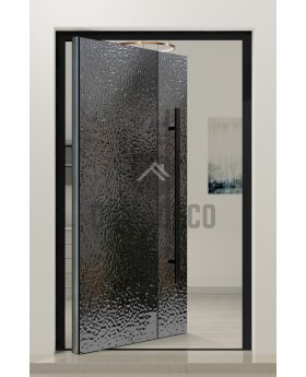 PIVOT B4 - aluminum pivot door covered with gray stainless steel sheet