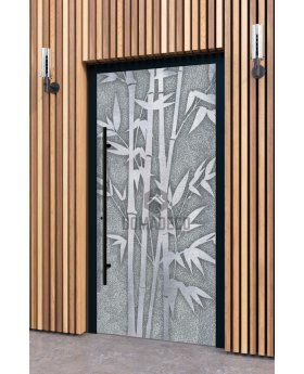 LIM Bamboo - front door with Bamboo texture of milled metal