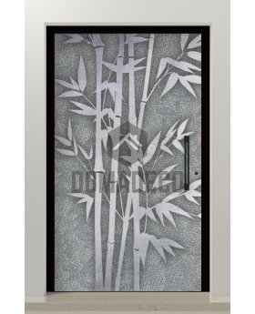 PIVOT Bamboo - pivot door with Bamboo texture of milled metal