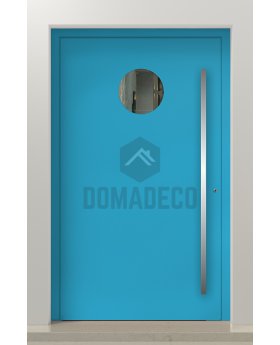 PIVOT Bila - exterior aluminium pivot door with circular glass