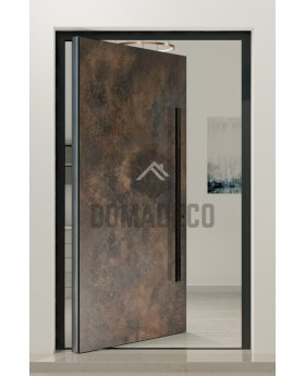 PIVOT Bruno - aluminum pivot door covered with rust sintered quartz