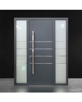 Antrhracite Aluminum LIM hinged front door with left and right sidelight 