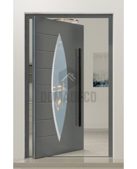 PIVOT C11 - aluminum exclusive pivot door with with oval glass