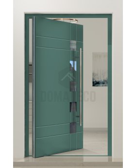 PIVOT C23 - slim frame aluminum pivot front door with five glass