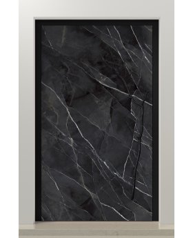PIVOT Calacatta - aluminum pivot door covered with Calacatta Black sintered quartz