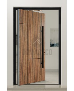 PIVOT WOODLINE 1 - aluminum pivot door with Walnut High Pressure Laminate