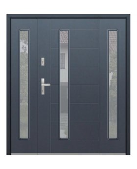 Aluminum & Stainless steel Front door with two side panels Domadeco