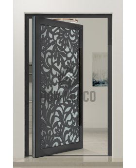 PIVOT G1 - Glass aluminum pivot door with decorative panel