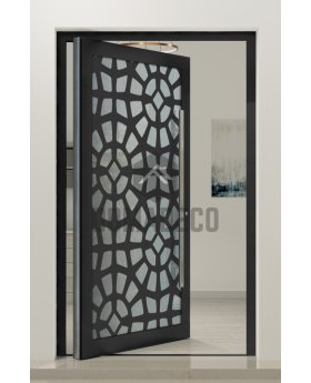 PIVOT G2 - Glass aluminum pivot door with decorative panel