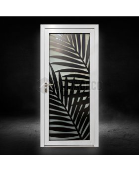 White glass aluminum door with black decorative panel