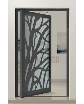 PIVOT G4 - Glass entry aluminum door with decorative panel