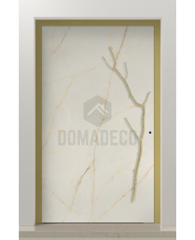 PIVOT Cristallo - aluminium pivot door covered with Cristallo sintered quartz