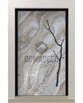 PIVOT Grigio - aluminium pivot door covered with grigio sintered quartz