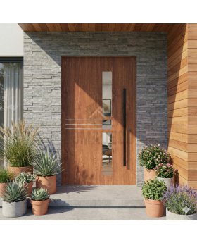 Golden oak aluminium modern pivot door