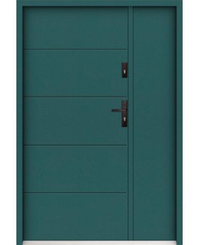 Sta Henson Uno - contemporary steel front door with ribs and side panel