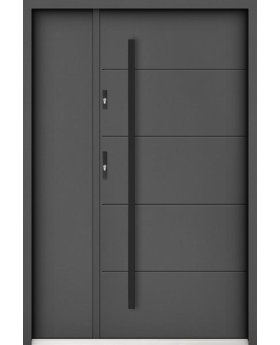 Sta Henson Uno - contemporary steel front door with ribs and side panel