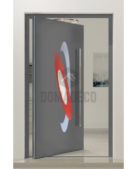 PIVOT INLAY - Aluminum pivot door door with colourful ovals