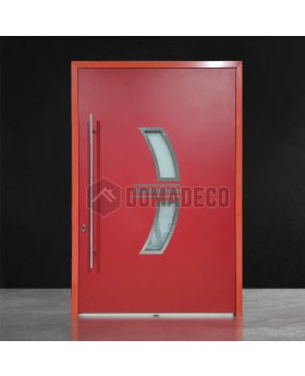 Red aluminum unique pivot front door