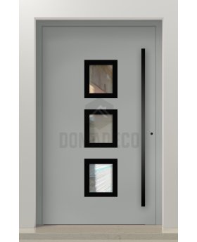 PIVOT Izobar - aluminium single pivot door with five windows
