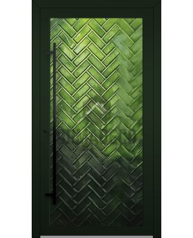 LIM FS1 - high-quality aluminium hinged door with green fusing glass