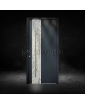 LIM V41 - aluminum front door covered with white rock stone texture