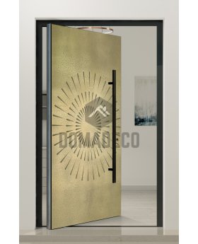 PIVOT M12 - door with yellow brass texture of milled metal