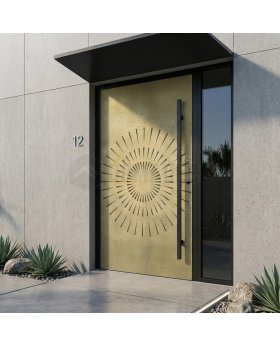 Front door with gold texture of milled metal