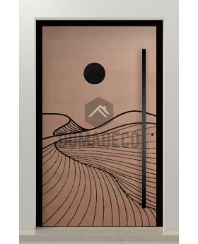 PIVOT M14 - aluminum pivot door with copper texture of milled metal