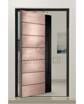PIVOT M15 - aluminium pivot door with copper texture of milled metal