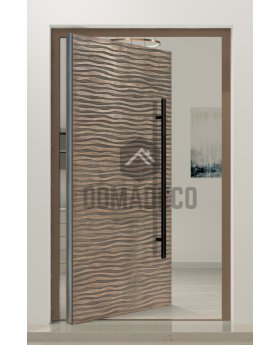 PIVOT M16 - aluminum front entry hinged door with texture of milled metal