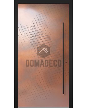 Aluminum hinged entry door with copper texture of milled metal