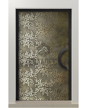 PIVOT M28 - aluminum pivot door with brass texture of milled metal