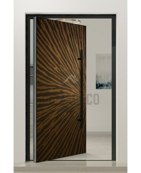 PIVOT M29 - aluminum pivot door with brown texture of milled metal
