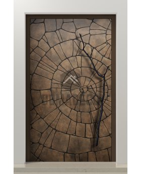 PIVOT M30 - aluminum pivot door with brown texture of milled metal