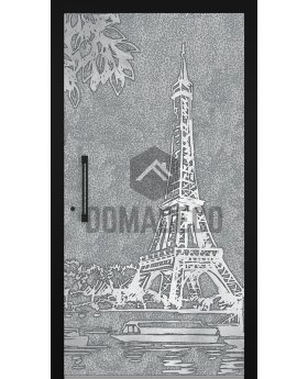 LIM Paris -  entry aluminum door with Eiffel Tower texture of milled metal