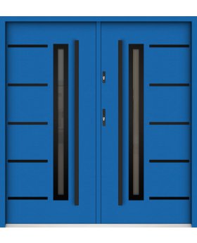 Sta Picard Double Noir - stainless steel exterior double front door with black frame around glass