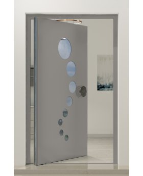 PIVOT 12E - Aluminum pivot door with with circular windows