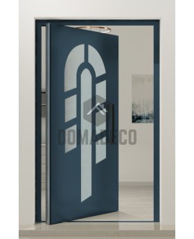 PIVOT 15E - aluminum pivot door with with decorative glass