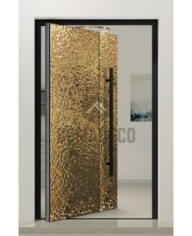 PIVOT B2 - aluminum pivot door covered with gold stainless steel sheet