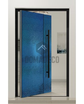 PIVOT B3 - aluminum pivot door covered with blue stainless steel sheet