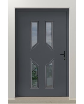 PIVOT CL11 - glazed traditional aluminum pivot door with decorative frame