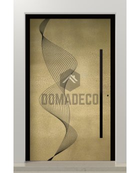 PIVOT M26 - aluminum pivot door with door with yellow brass texture of milled metal