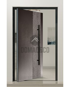 PIVOT M27 - aluminum pivot door with door with brown texture of milled metal